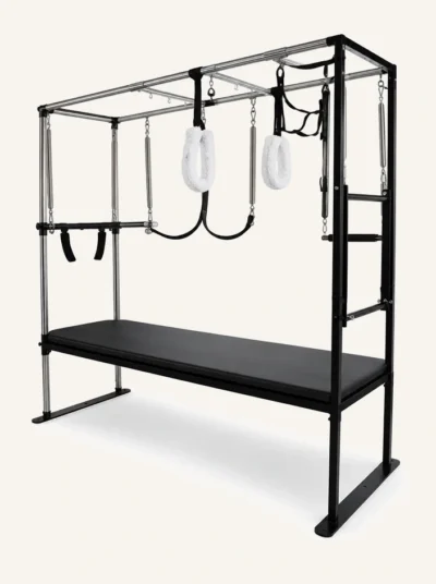 Vimora aluminum-frame Merrithew-style Cadillac Pilates reformer, for professional studio use