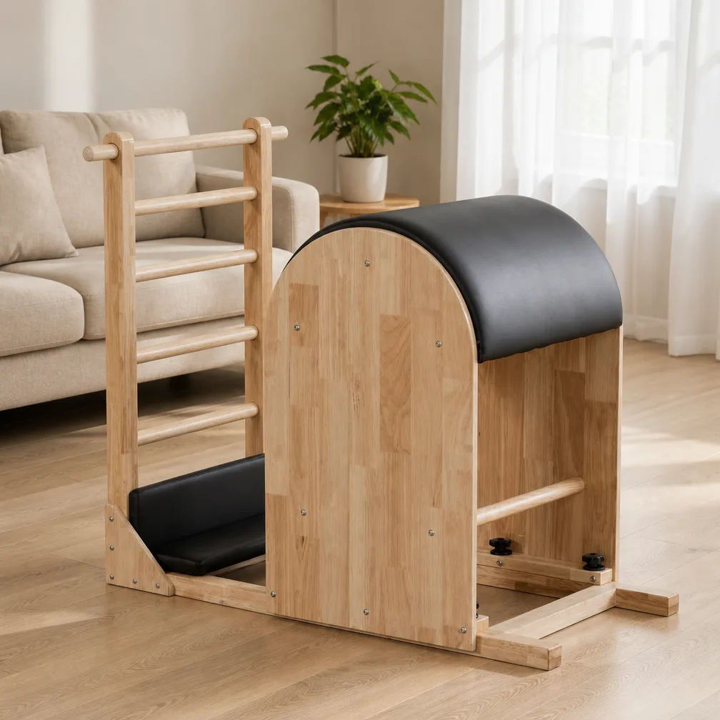 vimora ladder barrel oak 03.webp Vimora oak wood Pilates ladder barrel, for professional studio use