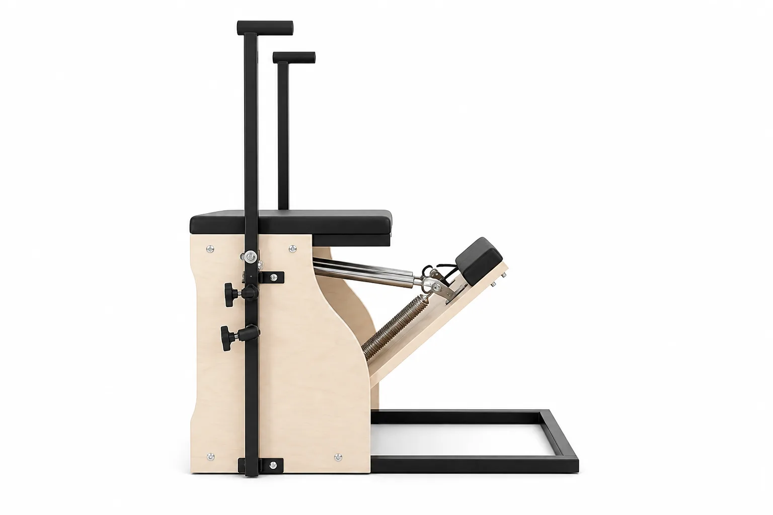 vimora pilates chair maple merrithew style 07.webp Vimora maple wood Merrithew-style Pilates chair, for professional studio use