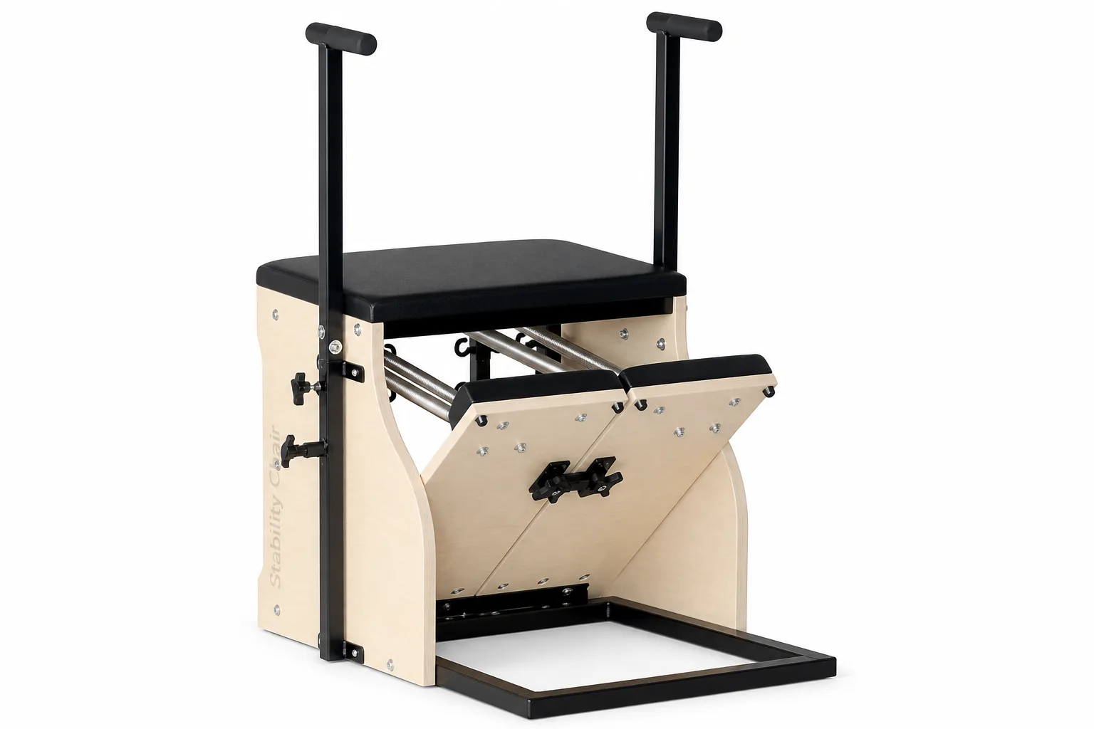 vimora pilates chair maple merrithew style 08.webp Vimora maple wood Merrithew-style Pilates chair, for professional studio use