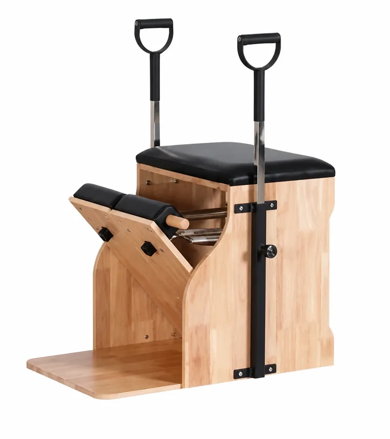 vimora pilates chair oak wunda 02.webp Vimora oak wood Wunda-style Pilates chair, for professional studio use