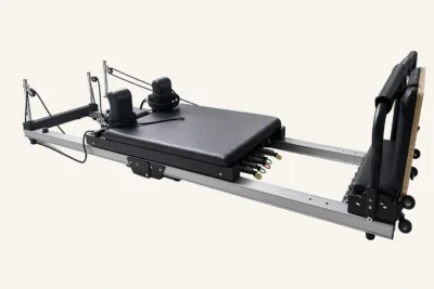Vimora aluminum-frame folding Pilates reformer, for professional studio use