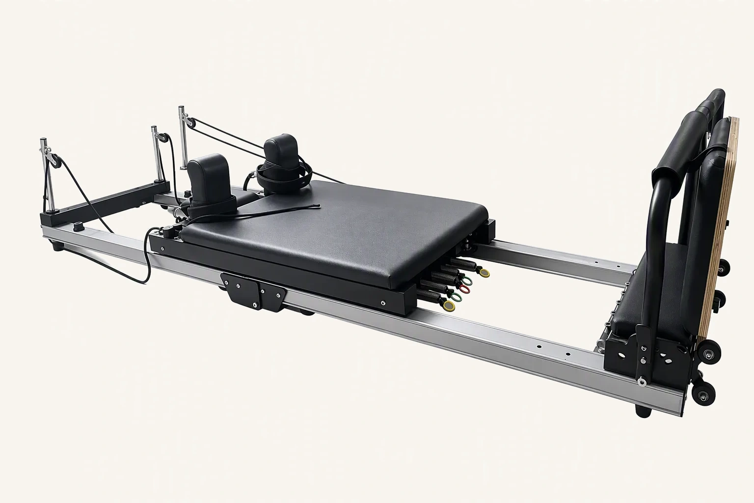 vimora reformer aluminum folding no 2.webp Vimora aluminum-frame folding Pilates reformer, for professional studio use