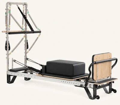 Vimora aluminum-frame full track Pilates reformer with half tower, for professional studio use
