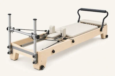 Vimora maple wood BASI-style Pilates reformer, for professional studio use