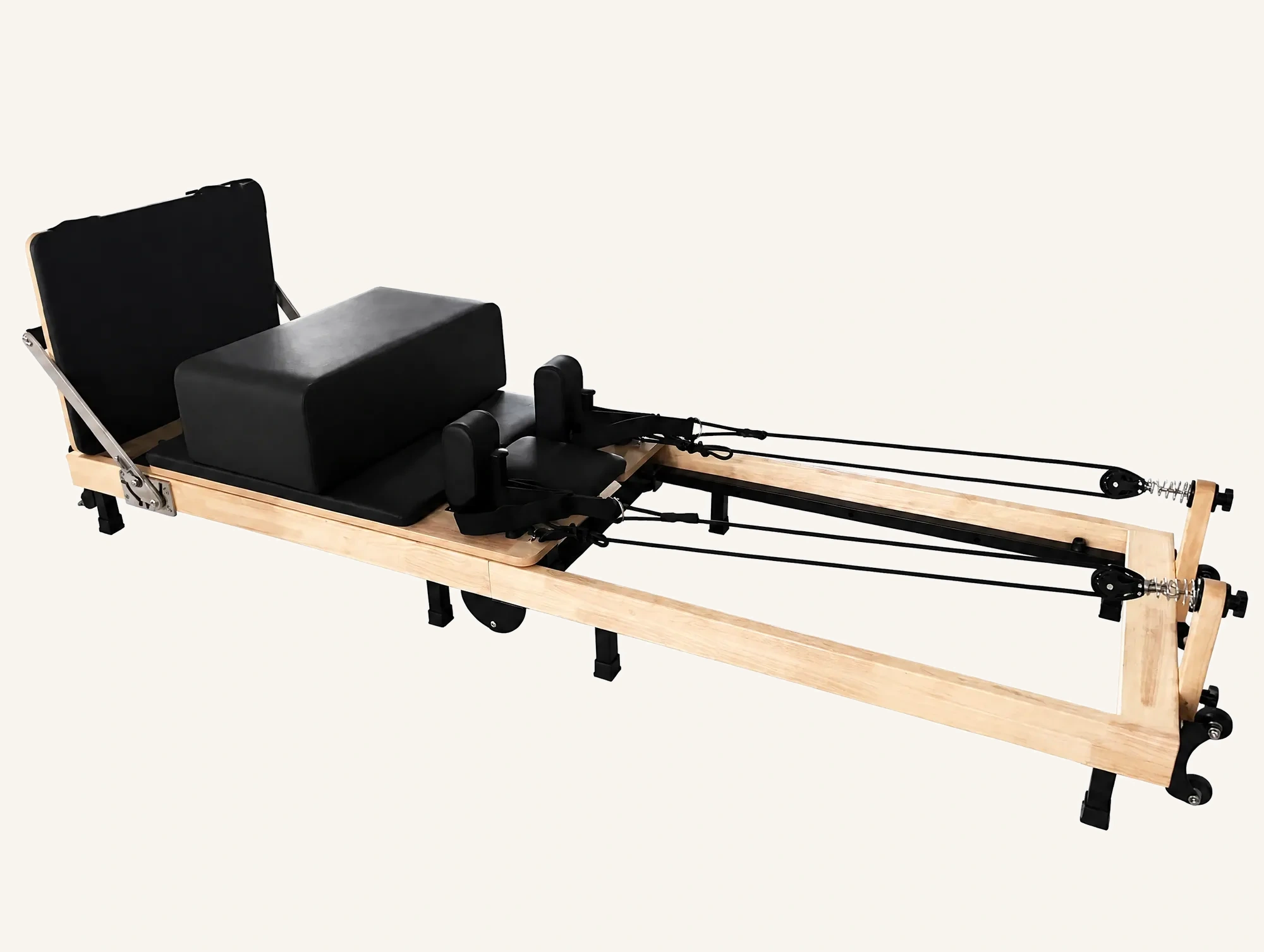 vimora reformer oak folding xf04.webp Vimora oak wood folding Pilates reformer, for professional studio use
